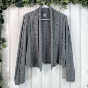 Converse One Star Gray Cable Knit Open Cardigan Womens XS Y2k Sweater